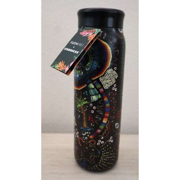 Farm Rio +Starbucks Black 20oz Vacuum Insulated Water Bottle Tumbler Summer '25 - Picture 2 of 9